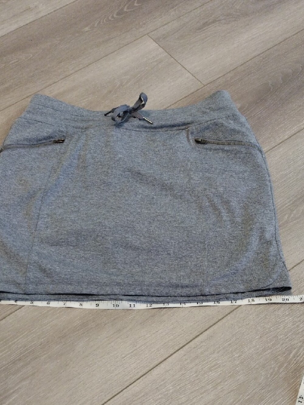 Tangerine Heather Gray Drawstring Mini Skirt with Zip Pockets - Picture 12 of 15
